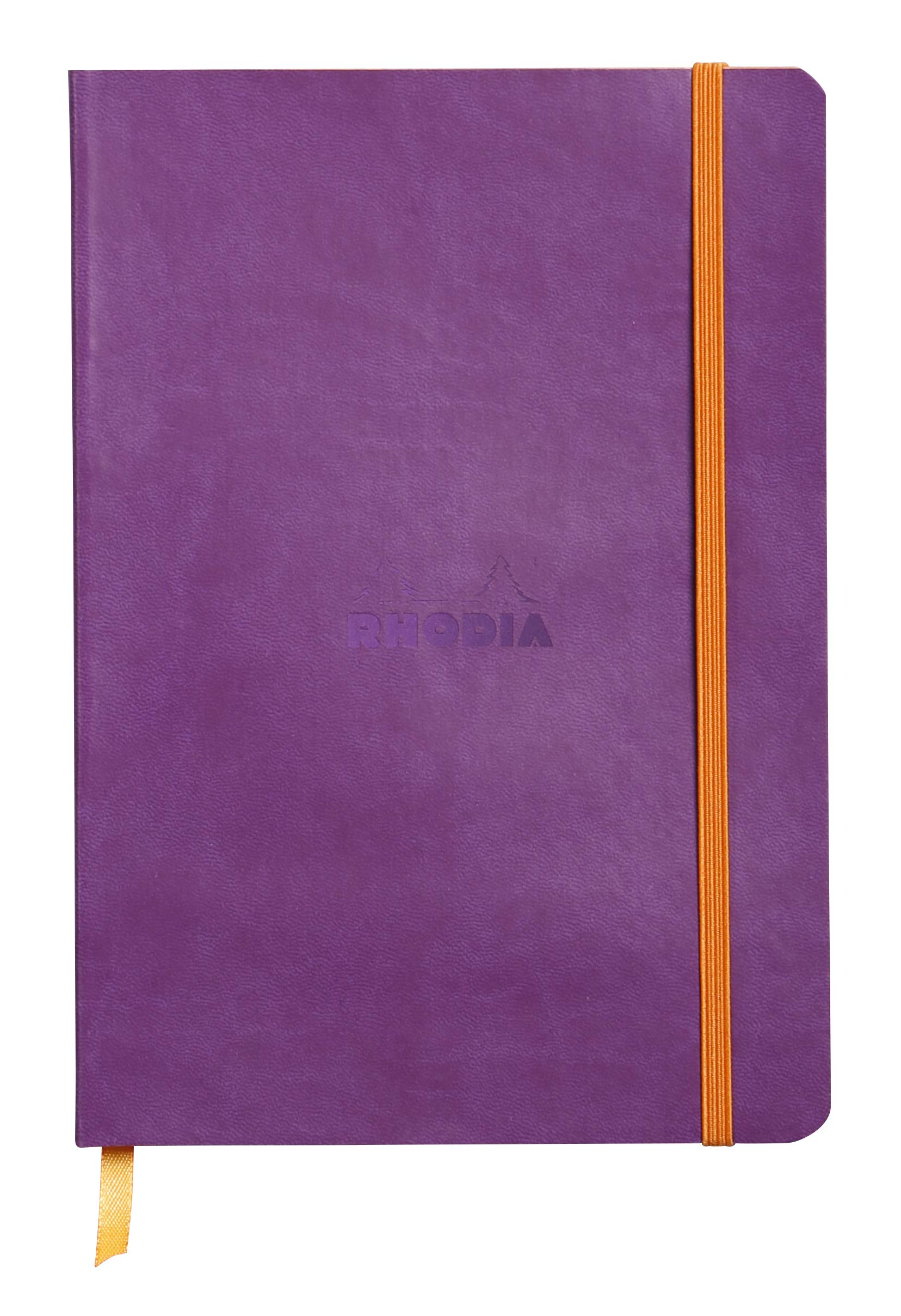 RHODIA 117410C - Purple Soft Notebook - A5 - Lined - 160 pages - Ivory Clairefontaine Paper 90 g/m - Bookmark, Elastic Closure - Faux Leather Cover - Rhodiarama Collection