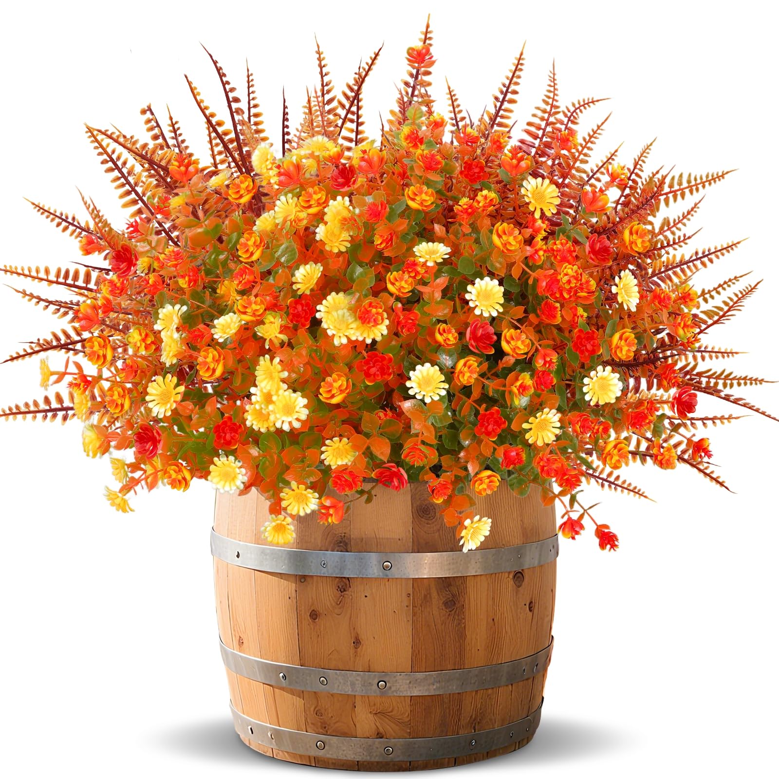 TURNMEON 12 Bundles Artificial Fall Flowers for Outdoors Fall ...