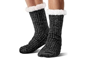 SAVALOS Men Fuzzy Slipper Socks Winter Thick Warm Fluffy Cozy Comfy Fleece Soft Cabin Non Slip Home Grip Socks