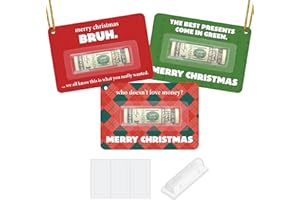 BOYESE 3 Pcs Bruh Christmas Money Holder for Cash Gift, Money Holders, Funny Ways to Give Money as a Gift, Unique Cash Gifts Ideas, Unique Cards with Plastic Lip Balm Tray with Adhesive