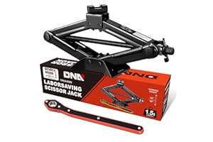 DNA Motoring Scissor Jack for Car, 1.5 Ton (3,306 lbs) Scissor Lift Jack with Labor-Saving Ratchet Wrench for Most Cars, 4'' - 15.2'' Lifting Range, TOOLS-00282