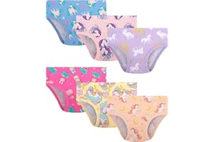 DAUGHTER QUEEN Girls and Toddlers 100% Cotton Underwear Tagless Soft Panties Size 2-3T,4-5T,5-6,7-8 (6-Pack)