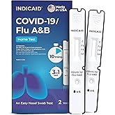 INDICAID COVID-19, Flu A&amp;B 3-in-1 Antigen Test, FDA 510(k) Cleared, HSA/FSA | Covid Flu Test Combo Home Kit, Accurate Results in 10 Minutes, Gentle Nasal Swab, Easy to Use for Ages 2 and Up, 2 Tests