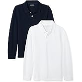 Amazon Essentials Boys and Toddlers' Long-Sleeve Pique Polo Shirts, Multipacks