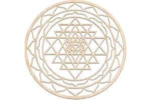 FOURTH LEVEL MANUFACTURING Fourth Level MFG 12” Sri Yantra, Sacred Geometry Wood Wall Art, Zen Home Decor for Yoga and Meditation, Reiki Healing, Chakra Crystal Grid Board, Spiritual Gift for Baptism, Wedding, Housewarming