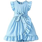 Rosibel Toddler Girls Dress Kids Ruffles Sleeveless Casual Dresses Little Girls Summer Beach Sundress 2-7Y