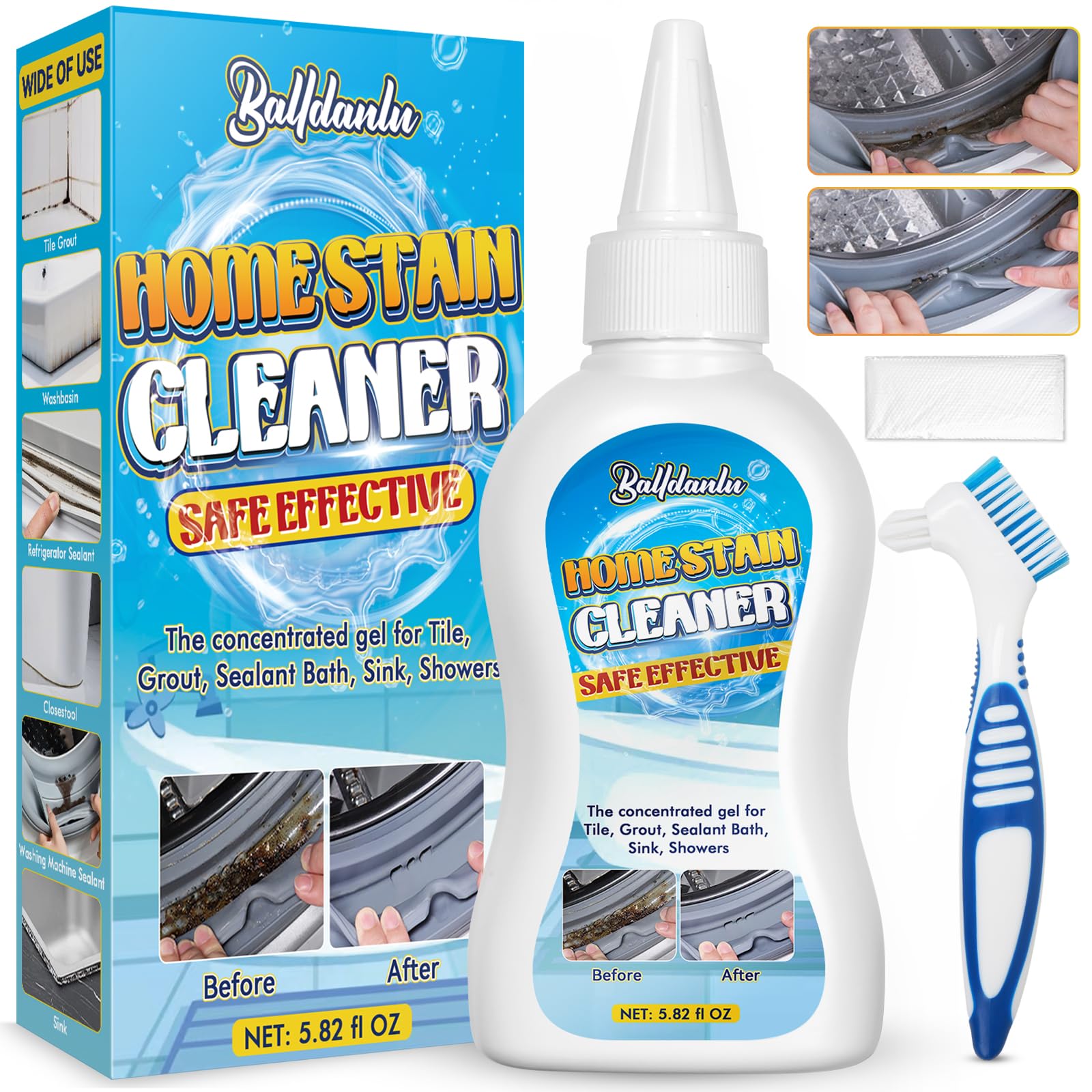 Photo 1 of Mold Stain Cleaner Gel, 8 Fl oz All-Purpose Gel for Home Use on Washing Machine Gasket, Bathroom Grout, Sink, Shower, Caulk, and Front Loader Seal