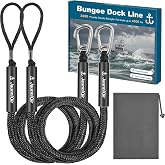 JaunniQir Bungee Dock Lines for Boats 7.2 Feet, 2 Pack Boat Dock Tie Downs | With 316 Stainless Steel Clip Boat Dock Lines for PWC, Jet Ski, Kayak, Watercraft, Pontoon Tie Off Mooring Ropes Accessories