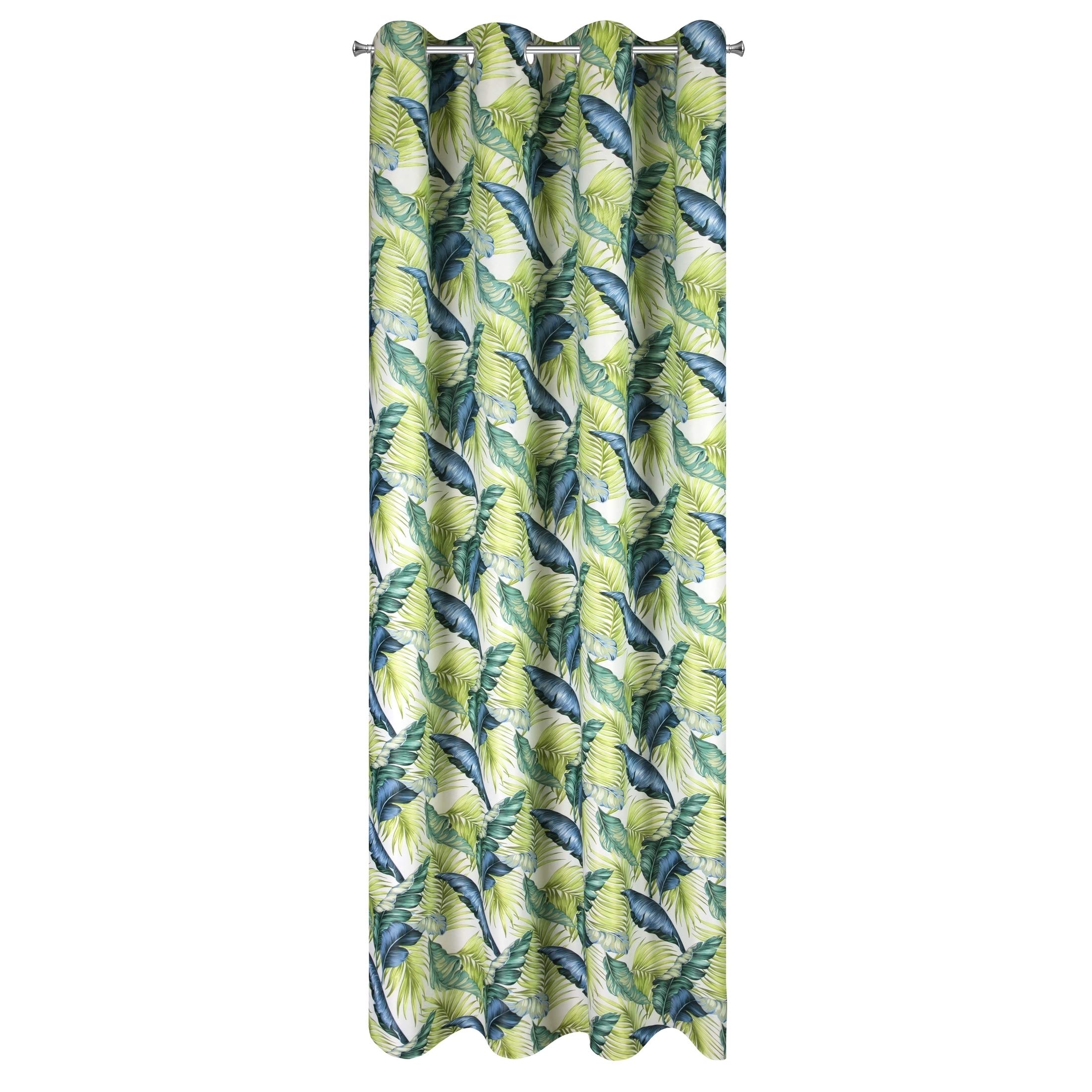 Eurofirany Hanna Blackout Leaves Jungle Pattern Trend Eyelets Elegant Glamour Bedroom Living Room White + Green 140 x 250 cm