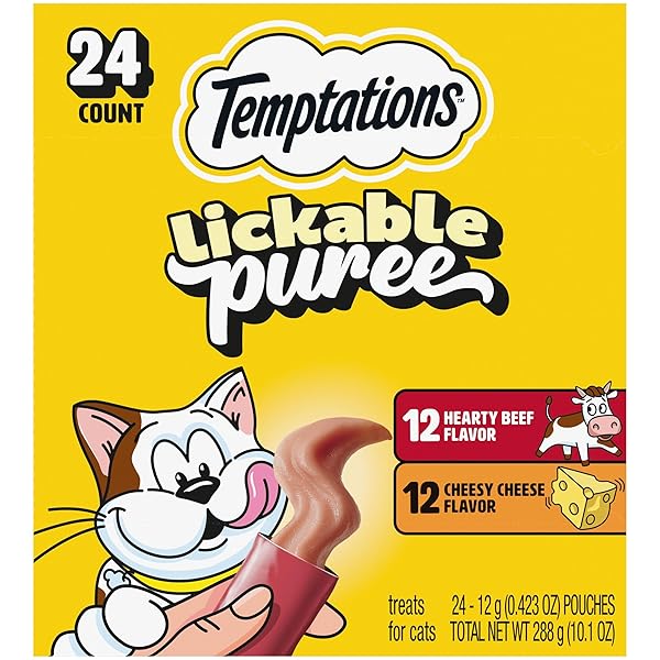 TEMPTATIONS CREAMY PUREE SQUEEZABLE LICKABLE CAT TREATS, WET...