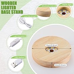 Honoson 8 Pcs Wooden LED Display Base Lighted Base