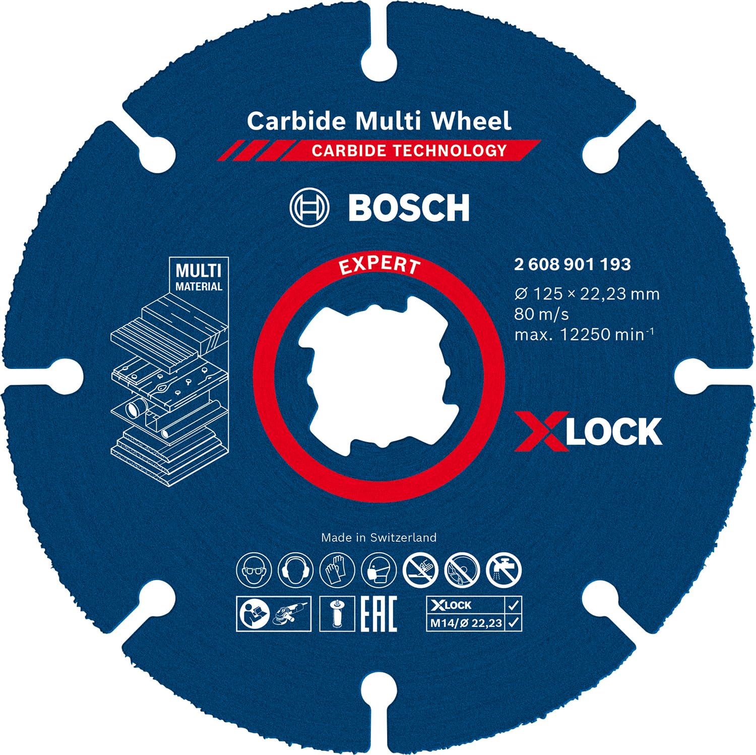 Bosch 1x EXPERT Carbide Multi Wheel X-LOCK Cutting Disc (for Hardwood, Wood with nails, Ø 125 mm, Professional Accessory Small Angle Grinder)