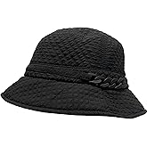 Foldable Water Repellent Quilted Rain Hat w/Adjustable Drawstring, Bucket Cap