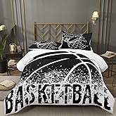Bodhi Black and White Comforter Set Sports Basketball Bedding Set Queen for Kids,Boys Bed Set,Basketball Comforter Set,Teen Boys Bedding Set with Matching Pillowcase