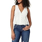 The Drop Women's Paloma Lace Trimmed Sleeveless Top