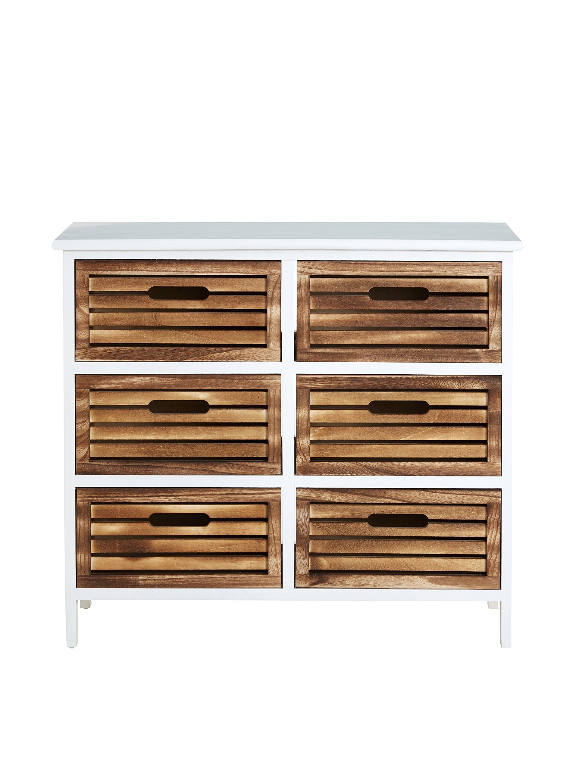 Premier Housewares Portsmouth 6-Drawer Chest, Wood, White/Natural