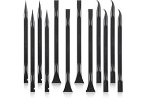 KL KALOO 12 PCS Plastic Scraper Tool, Kaloo Non Scratch Scraper Tool for Tight Space, Great for Remove tickers, Labels, Oil Stains and Car Cleaning (Black)