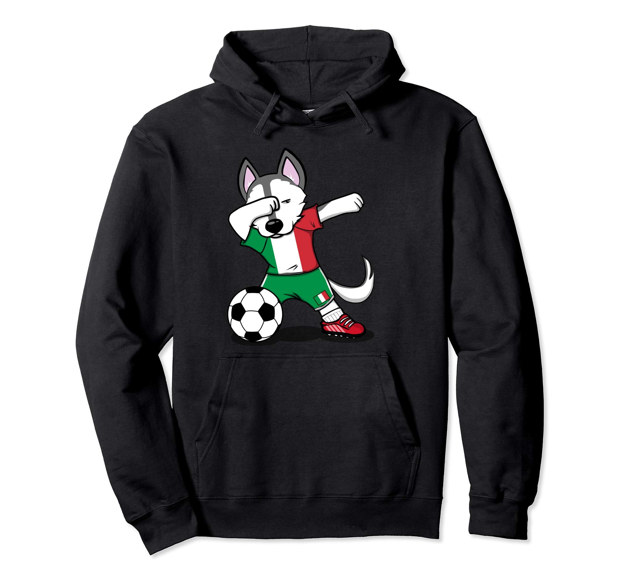Funny Dabbing Husky Dog Italy Football - Italian Flag Soccer Pullover Hoodie