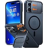 TORRAS for iPhone 16 Pro Case with Slide Camera Cover & Rotatable Kickstand, Magnetic Shockproof, Military Grade Drop Protection, Fit for MagSafe, Anti-Scratch & Anti-Fingerprint, Translucent Black