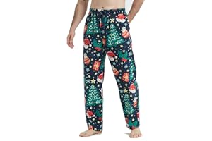 Jveyvth Mens Pajama Pants Flannel Cotton Plaid Sleep & Lounge Pants, PJ Bottoms with Pockets and Button Fly