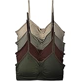 Kalon 4 Pack Women’s Nylon Spandex Removable Pads Comfort Cami Bras Wireless