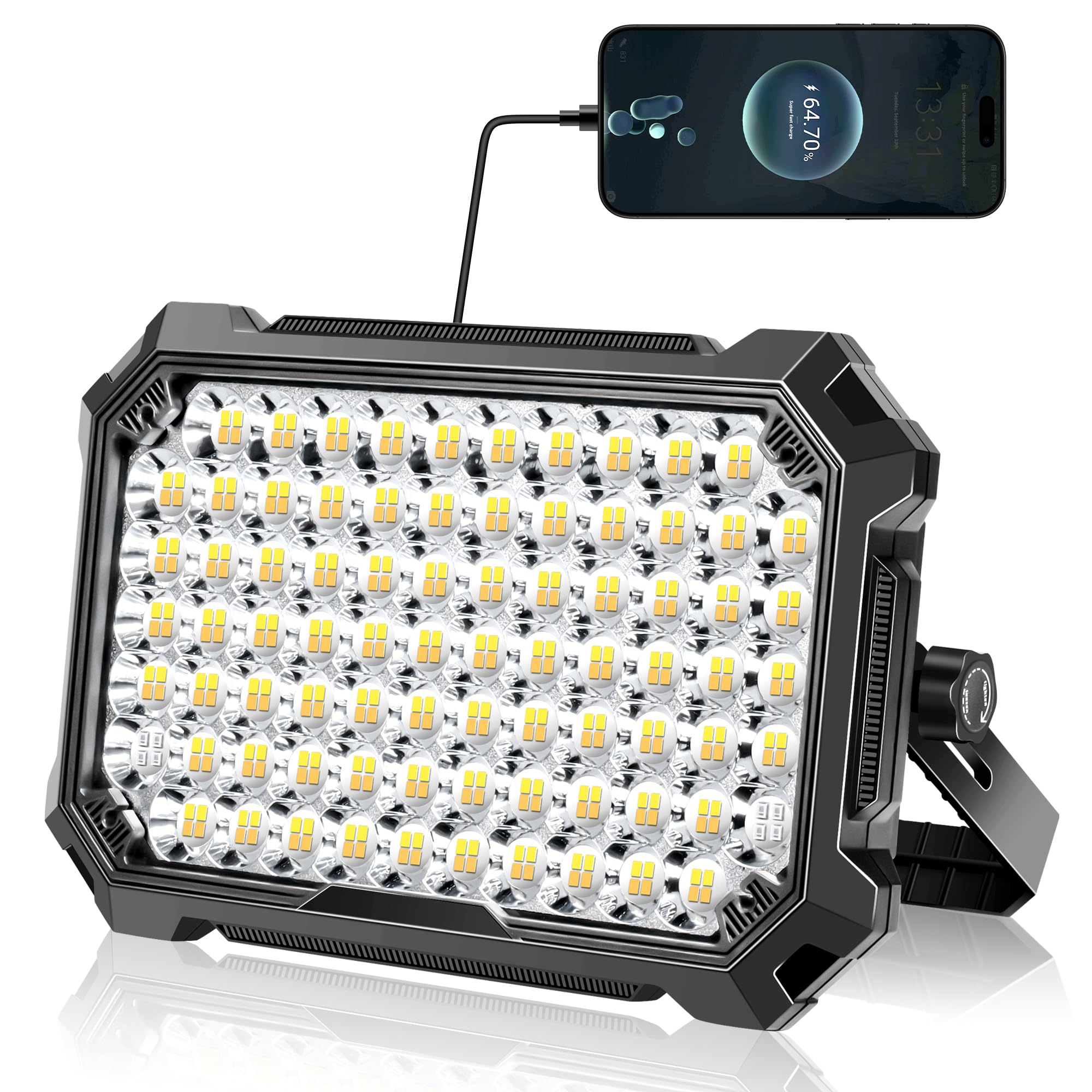 Photo 1 of Portable LED Work Light 12000 mAh, 320LED & 10000LM Flood Light with Magnetic Base, Waterproof Durable Lights for Work, Camping, Garage, Mechanics, Home Repair, Emergency