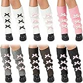 Tivi Tovo 6 Pairs Kawaii Leg Warmers for Girls Cut Harajuku Japanese Star Y2k Bow Loose Socks for Women Lolita Costume School