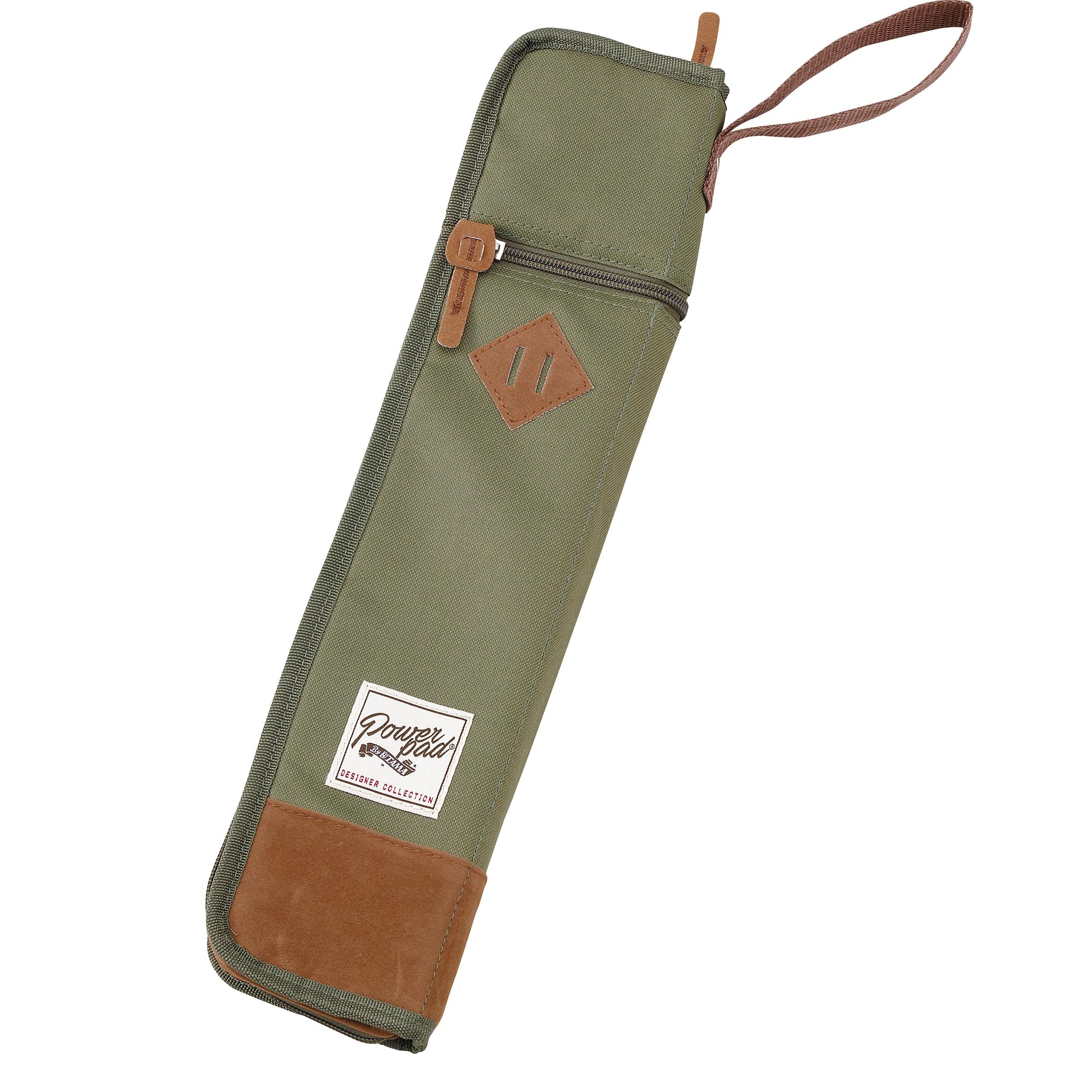 Tama TSB12MG POWERPAD Designer Collection Stick Bag - Holds 6 Pairs with Floor Tom Attachment & Inner Pockets - Moss Green