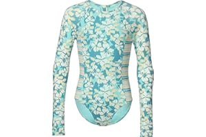 Roxy Girls Long Sleeve One-Piece Rashguard Swimsuit with UPF 50+ Sun Protection, Quick Drying Bathing Suit