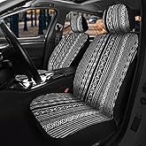 Nilight Car Seat Covers 2PCS Black Stripes Baja Saddle Blanket with Shoulder Pads Breathable Washable Striped Woven Airbag Compatible Universal for Cars SUV Truck Front Seat