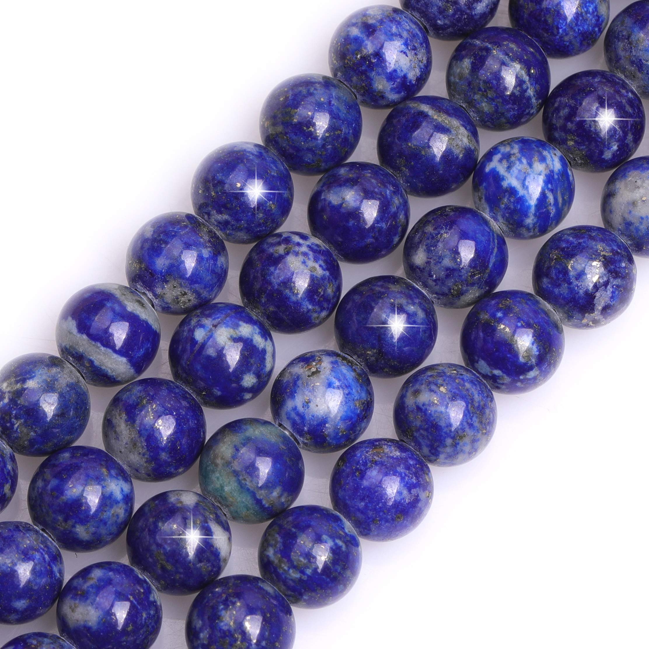 Natural Blue Lapis Lazuli Gemstone Semi Precious Round 8mm Loose Beads for Jewellery Making DIY Bracelet Necklace Crafts 15''