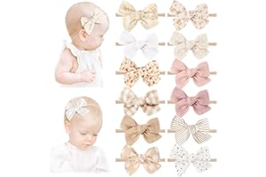 Niceye Handmade Hair Accessories: 12 Packs of Stretchy Nylon Headbands and Bows for Newborns, Infants, Toddler Girls