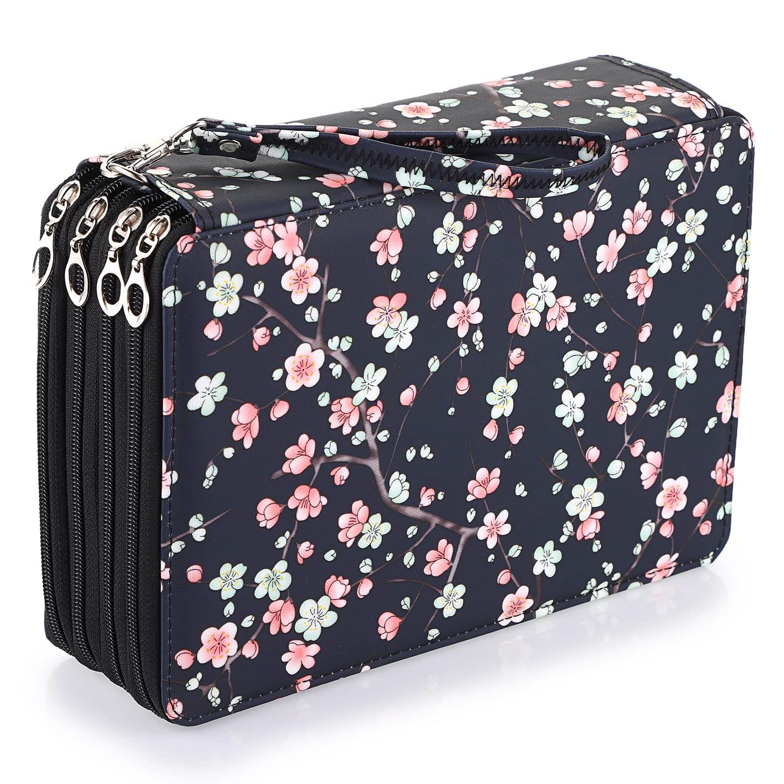 BSTKEY 200 Slots Pencil Wrap Case Pencil Holder, Colored Pencil Pouch Bag Pen Storage Organizer with Zipper for Color Pencils Stationery (Plum)