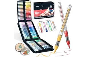 JusArt Marqueurs de peinture acrylique de 48 couleurs avec sac en toile, stylos de peinture à base d'eau sans bavure avec sys
