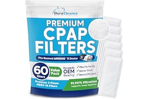 DURACLEANSE Dura Cleanse CPAP Filters - 60-Pack Premium Replacement Filters for ResMed AirSense 11 and Aircurve 11 Machines - Meets OEM Filter Requirements for BiPAP and CPAP Machine Supplies and Accessories