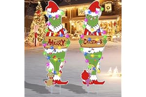 HEORIM 2 Pcs Large Christmas Outdoor Decorations with Metal Stakes Merry Christmas Yard Signs for Lawn, Garden Yard Decor