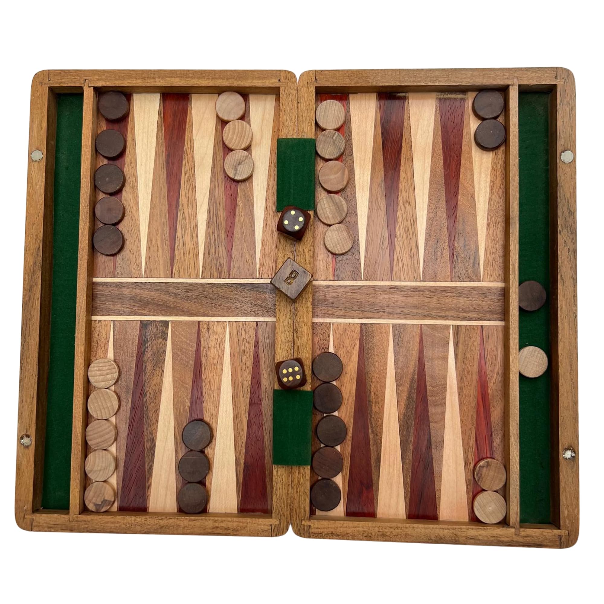 Wooden Inlaid Backgammon Set 36cm x 30cm | Classic Strategy Board Game | Includes Wooden Playing Pieces and Dice
