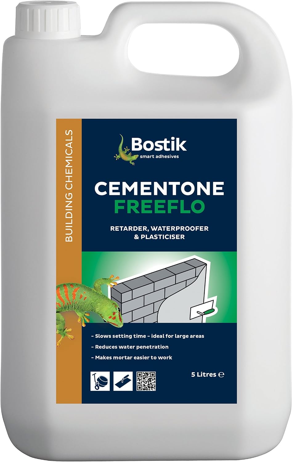 Bostik Cementone Freeflo Retarder Orange - 5L - Waterpoofer and Plasticiser for Mortar, 5 l (Pack of 1)