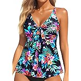 Yonique Women's Flowy Tankini Top - Modest Swim Top with Loose Fit, No Bottom