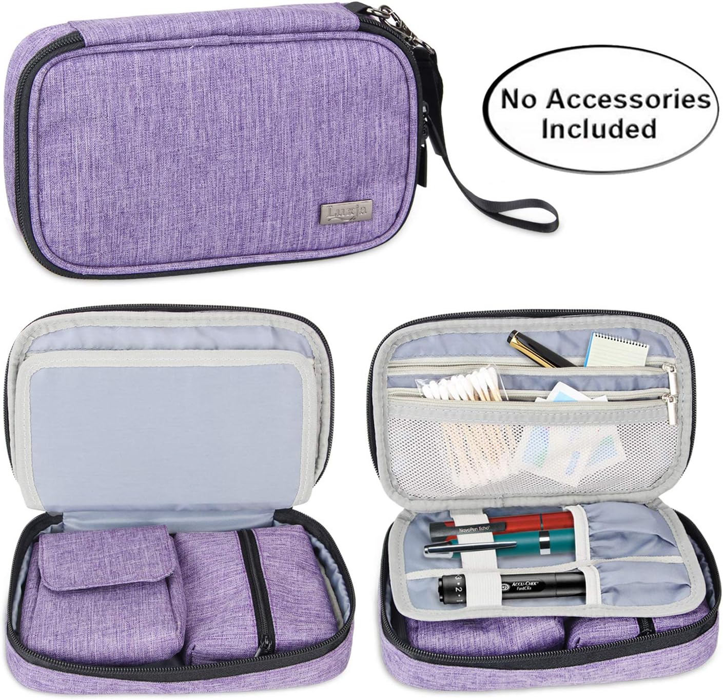 Luxja Diabetic Supplies Travel Case, Storage Bag for Glucose Meter and Other Diabetic Supplies (Bag Only), Purple