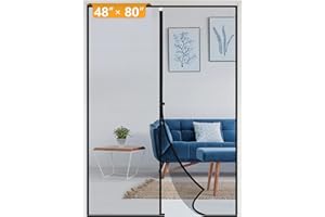 Yotache Hanging Magnetic Screen Door Fits Door Size 48 x 80, Screen Size 50" x 81" Door Screen Magnet for Walk Through Sliding Door Black