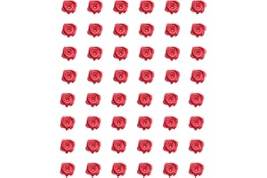 Ruwado 50 pcs Satin Ribbon Roses Mini Flowers Boutique Applique Sewing Embellishment Supplies for DIY Craft Project Scrapbooking Wedding Theme Parties Home Decoration (Red)
