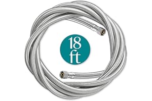 ONDIOMN Refrigerator Water Line for Ice Maker Braided - 18' Pex Water Supply Lines Hose for Fridge Outlet Box with 1/4 Comp Fitting