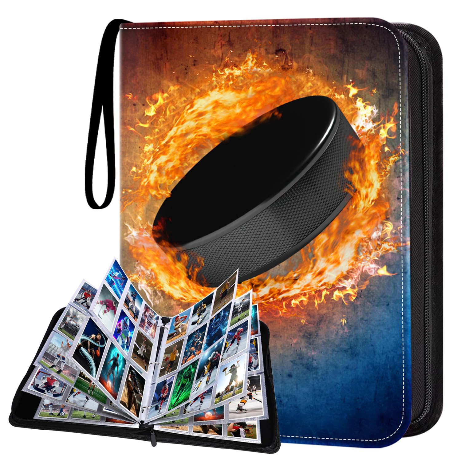Photo 1 of HESTECH 900 Pockets Hockey Card Binder, Trading Card Binder 9 Pocket with 50 Removable Sleeves for Football Baseball or Game Sports Trading Cards, 3 Ring Card Holder Binder, Collector Storage Album