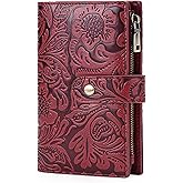 GOIACII Women's Wallet RFID Blocking Trifold Ladies Travel Wallet Purse with Coin Zipper Pocket Red