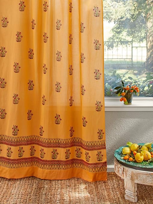 Amazon Com Saffron Marigold Indian Summer Curtain Panel Tab Top