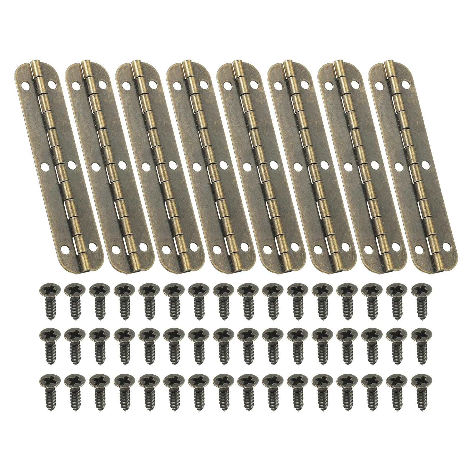 PATIKIL Small Piano Hinge 2.6" x 0.6", 8 Pack Mini 180-Degree Jewelry Box Hinges with Screw for Jewellery Wooden Boxes, Brown