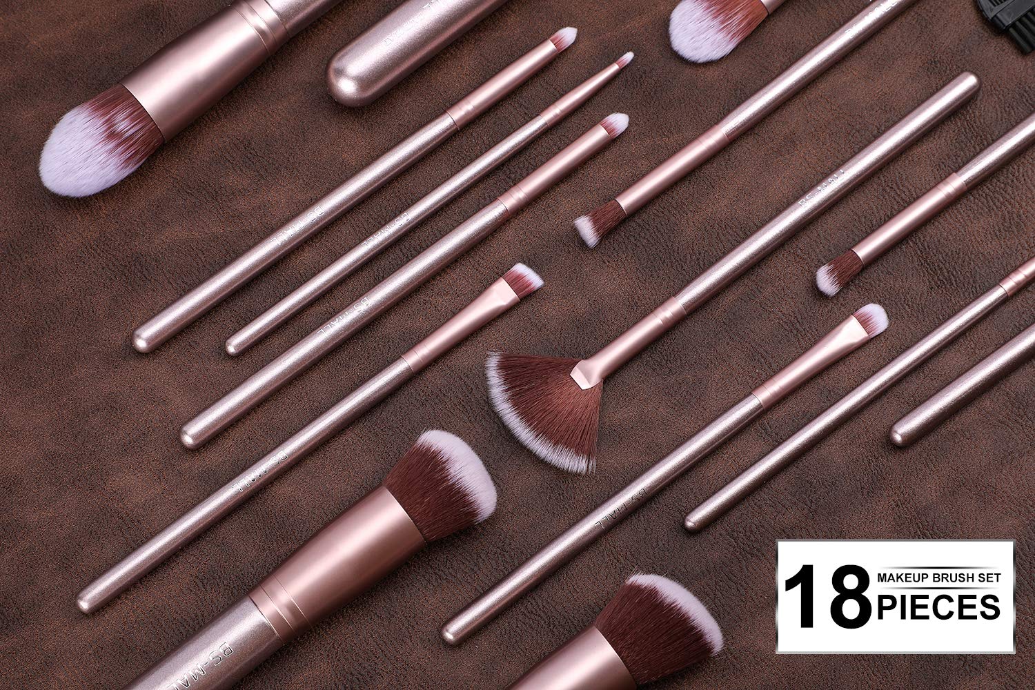 BS-MALL Makeup Brush Set 18 PCS Premium Synthetic Kabuki Foundation Eyebrow Eyeshadow Concealer Blending Eyeliner Comestic Brushes Champagne (Purple Silver): Beauty