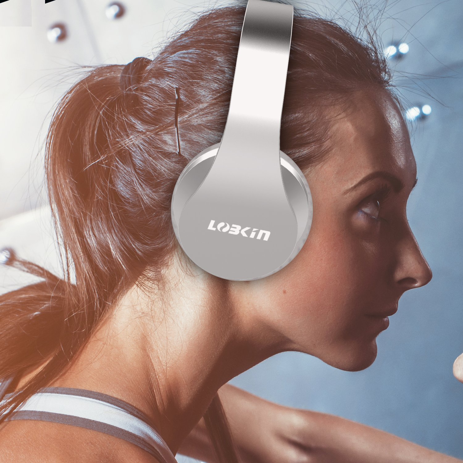 Bluetooth Kopfhörer LOBKIN Over Ear Wireless Bluetooth Kopfhörer Faltbar Kabellose on Ear Ohrhörer Headset mit Mikrofon TF/Micro SD/FM Radio (Silber)