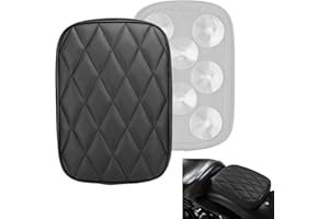 DgNeLai Motorcycle Passenger Seats Pillion Cushion Pad Solo Rear Seat Black Rhombus Pattern with 8 Suction Cup Compatible with Harley Sportster 883 1200 Dyna Bobber Custom Chopper